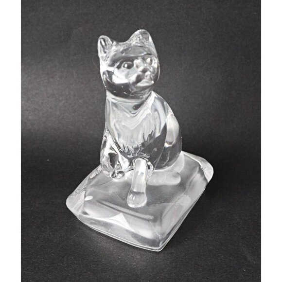 Cristal d' Arques Crystal Cat Figurine Made in France Paperweight - Picture 2 of 6